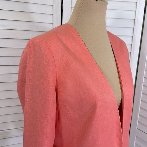 BR Linen Peplum Jacket Elegant Coral Size 8 NWOT - Picture 4 of 11